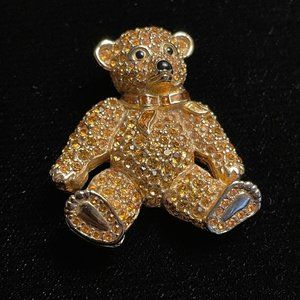 Swarovski Crystal Teddy Bear Brooch (signed)